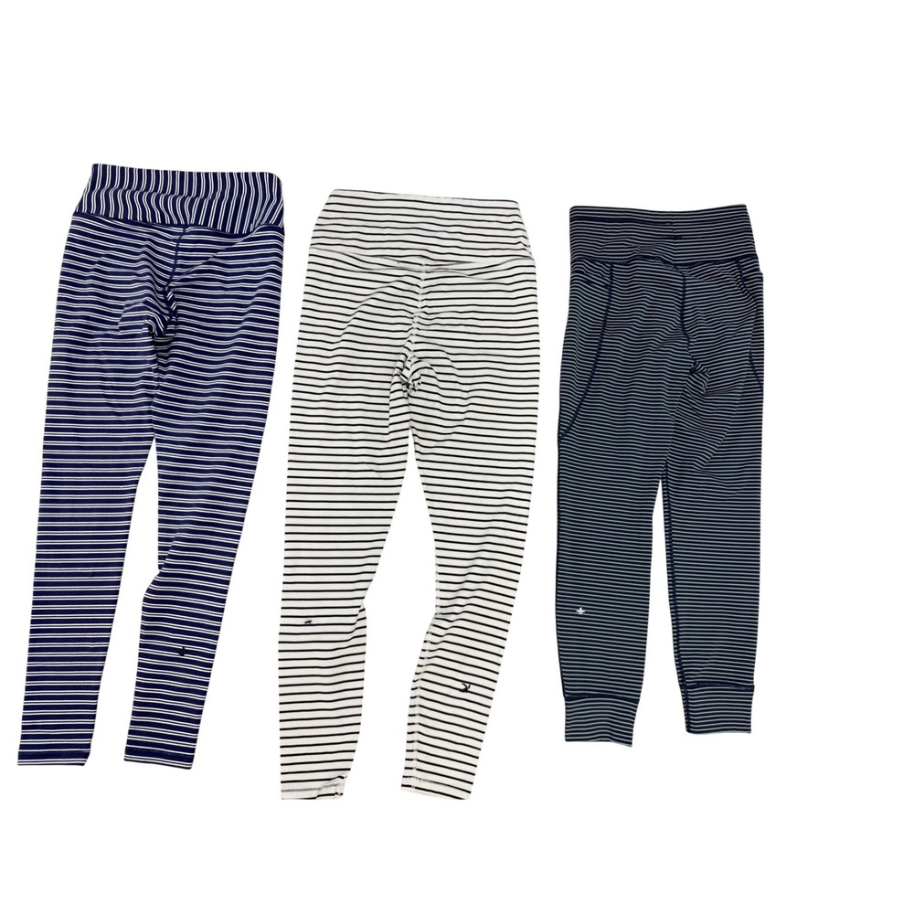 Glyder Leggings Bundle Womens‎ Sz S Striped Activewear Navy White Yoga Natutical